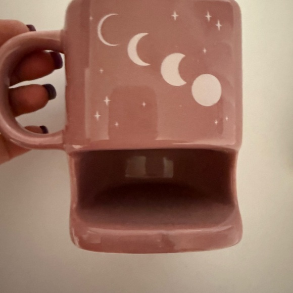 Ceramic Pink Moon Phases Mug with Biscuit Holder - Picture 1 of 2